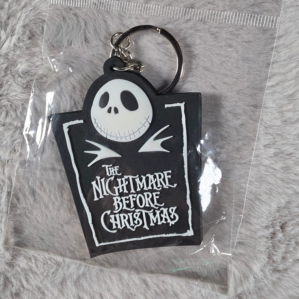 Disney Nightmare Before Christmas Keychain Jack Skellington Black White Goth New